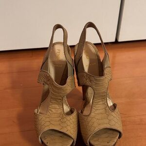 Fendi Beige Textured Women's Heels